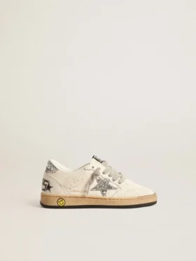 Ball Star Junior in nappa with silver glitter star and heel tab