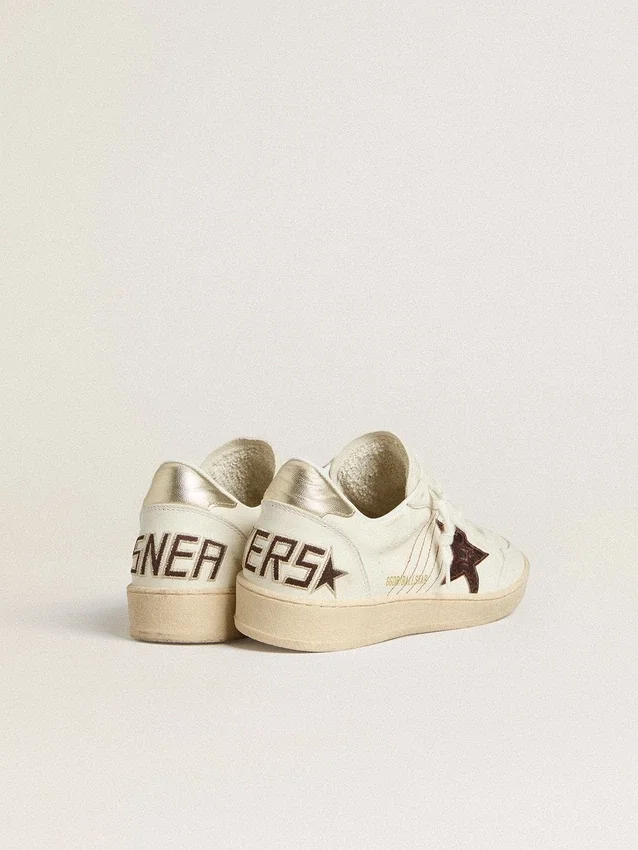 Ball Star with burgundy croc-print leather star and gold heel tab