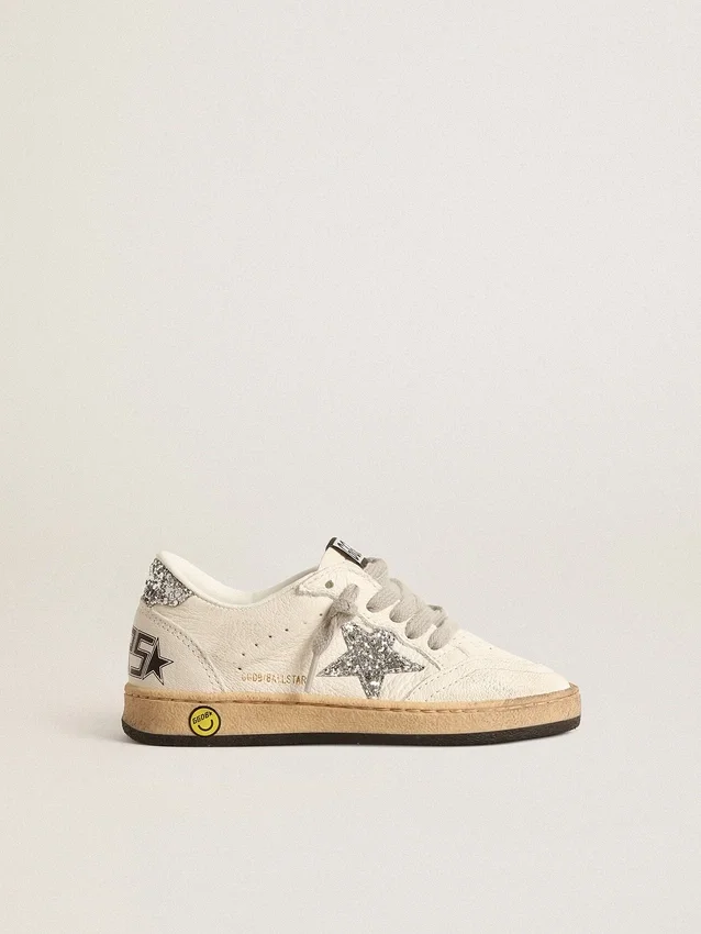 Ball Star Young in nappa with silver glitter star and heel tab