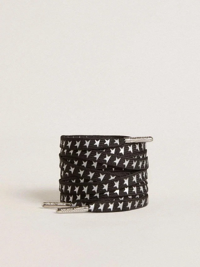 Black cotton laces with contrasting silver stars