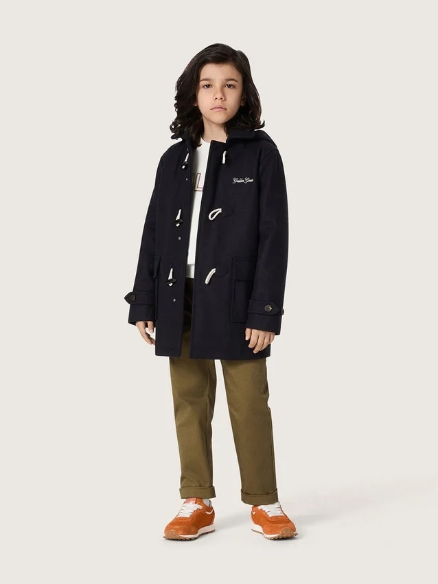 Boys’ dark blue hooded duffle coat