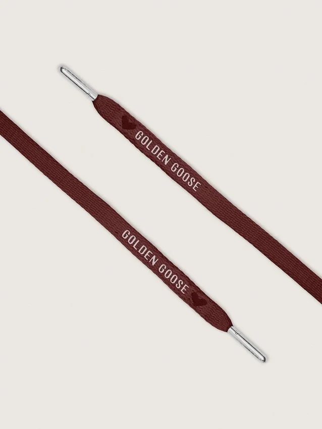 Burgundy LTD laces with embroidered hearts and contrast logo