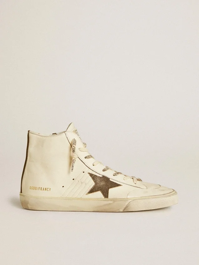 Francy Penstar in nappa with black suede star and cotton heel tab