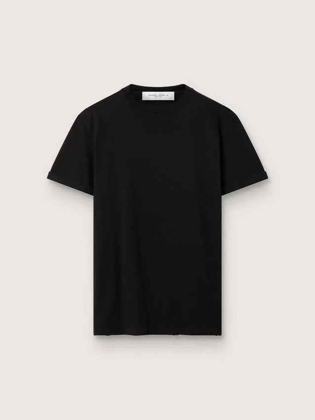 Women’s regular-fit distressed T-shirt in black