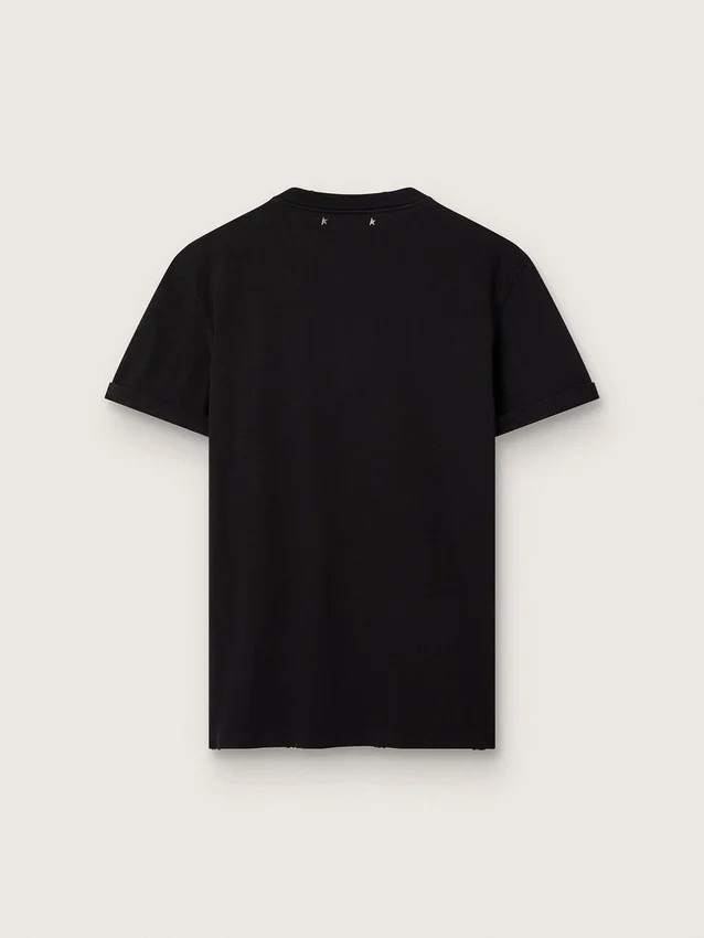Women’s regular-fit distressed T-shirt in black