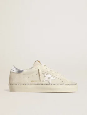Hi Star in suede with silver metallic leather star and heel tab