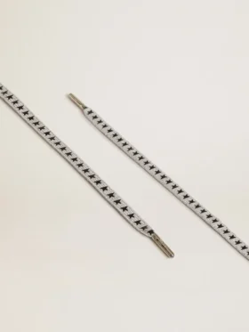 Ice-gray cotton laces with contrasting black stars