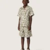 Journey boys’ cotton canvas shorts with green and white floral print