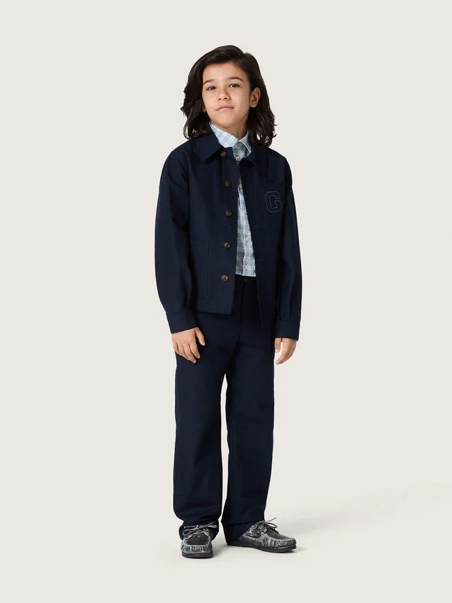 Journey unisex chinos in blue cotton canvas with embroidered logo