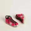 Junior Francy in sequins with ice-gray suede star and animal-print laces