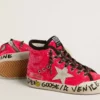 Junior Francy in sequins with ice-gray suede star and animal-print laces
