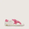 Young Old School in cream leather with pink suede star and inserts