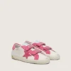 Young Old School in cream leather with pink suede star and inserts