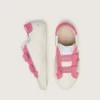 Young Old School in cream leather with pink suede star and inserts