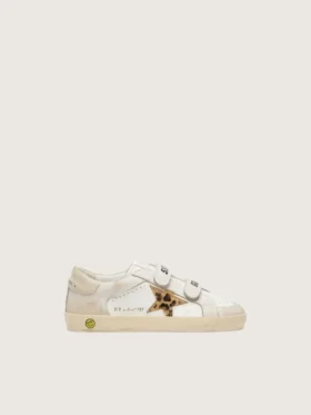 Junior Old School in nappa with leopard-print pony skin star and leather inserts