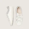 Young Old School in white leather with metallic silver leather star and silver crystal inserts