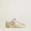 Junior Super-Star in sand-colored laminated-effect suede with white leather star