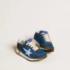Marathon Junior in blue nylon with printed star and leather heel tab