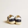 May Junior in white and blue leather with leather star and heel tab