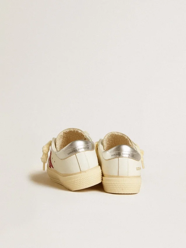 May Junior with fuchsia glitter star and metallic leather heel tab