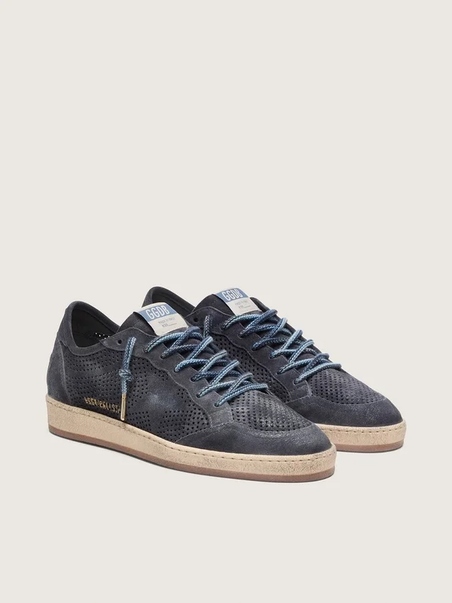 Men's Ball Star in dark blue perforated suede with dark blue suede star