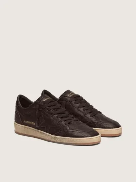 Men’s Ball Star in dark brown leather with tone-on-tone leather star