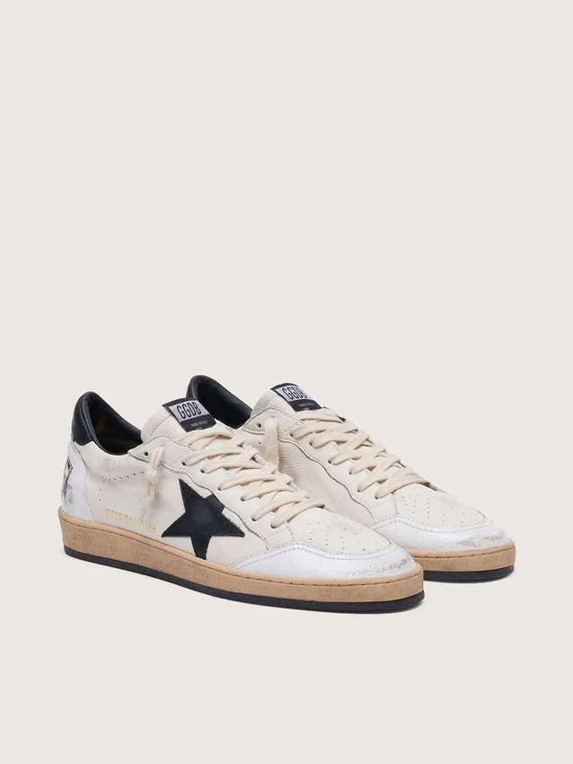Men's Ball Star in white nappa with black star