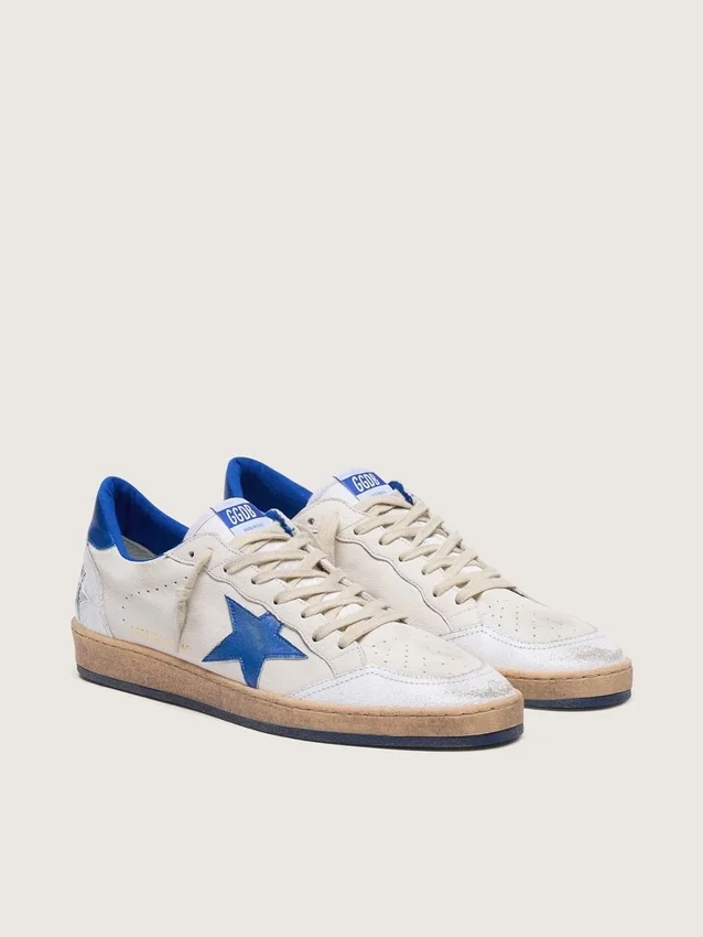 Men's Ball Star in white nappa with blue star and heel tab