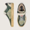 Women's Ball Star LAB in green suede with silver leather star and black suede heel tab