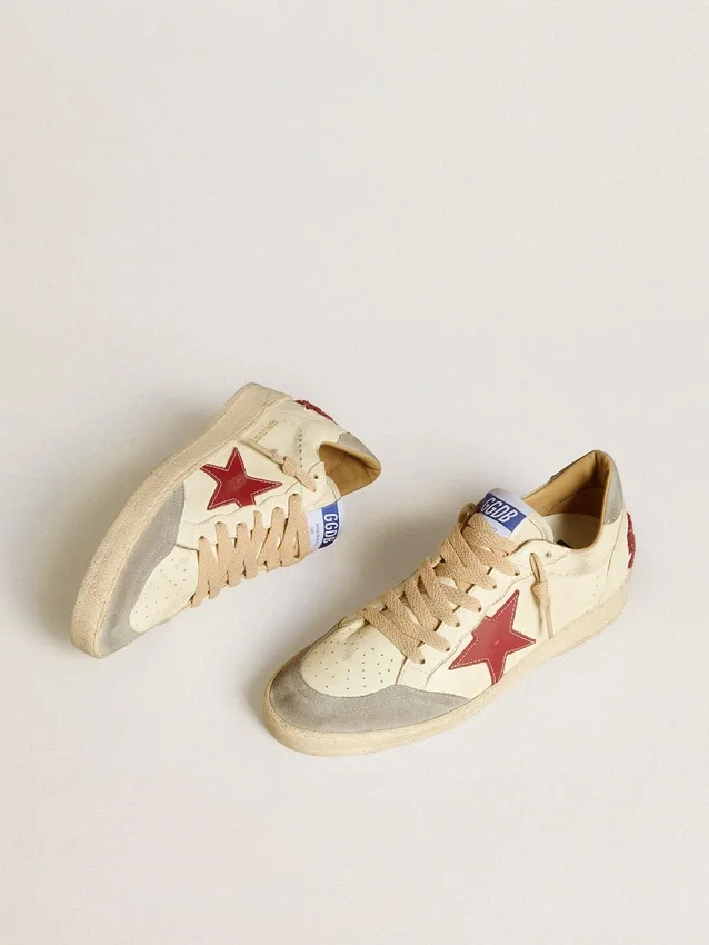 Men's Ball Star LTD in nappa leather with red leather star and gray suede heel tab