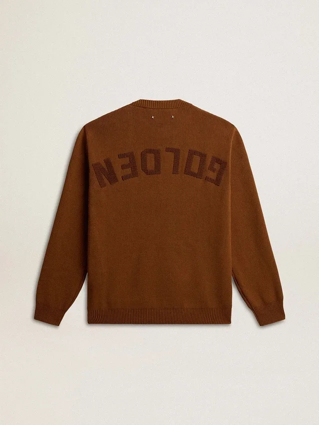 Men's crew-neck sweater with logo on the back