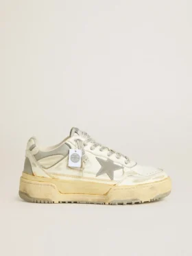 Women’s Forty2 in white leather with laces with Swarovski crystals and gray TPU star