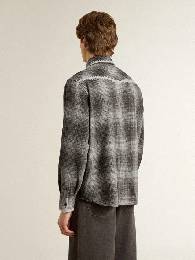 Men's gray shirt with white embroidery