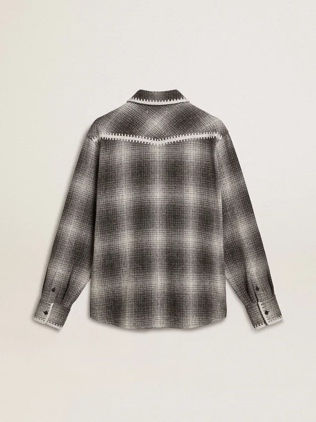 Men's gray shirt with white embroidery