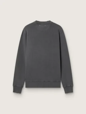 Men’s gray sweatshirt with logo and distressed treatment