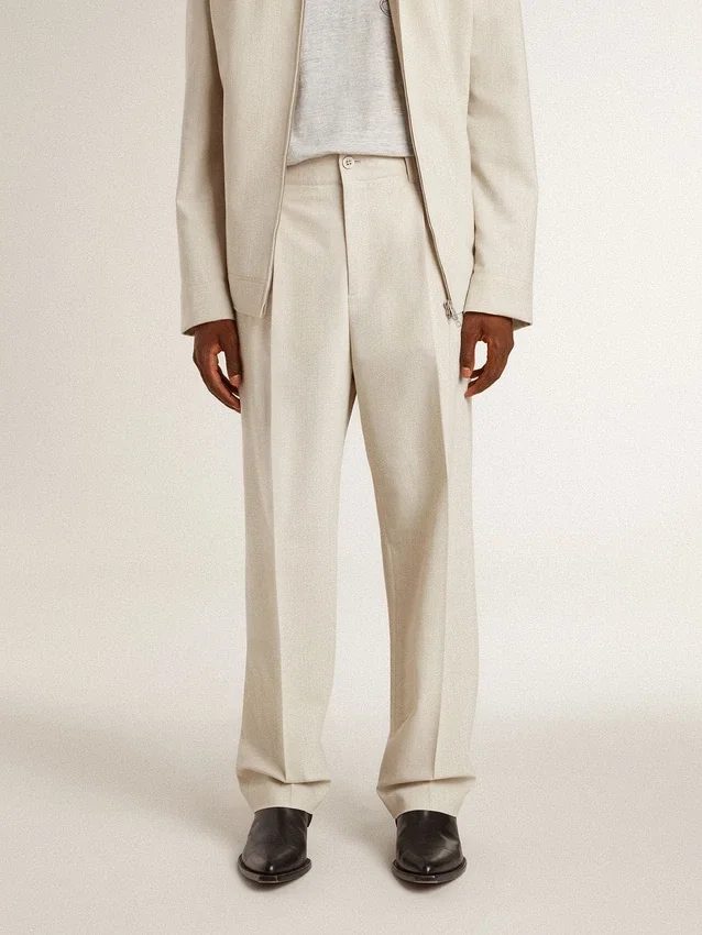 Men's joggers in khaki wool blend