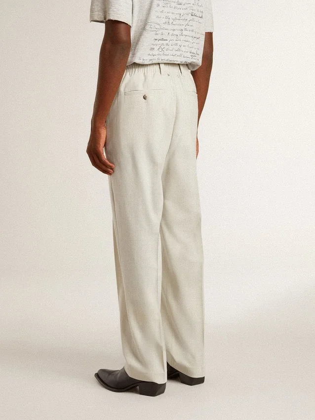 Men's joggers in khaki wool blend