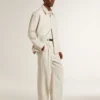 Men's khaki wool blend coach jacket