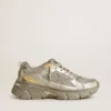 Men’s Lightstar in metallic leather and silver mesh with gray star