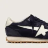 Women’s Marathon in blue navy suede with leather star and heel tab