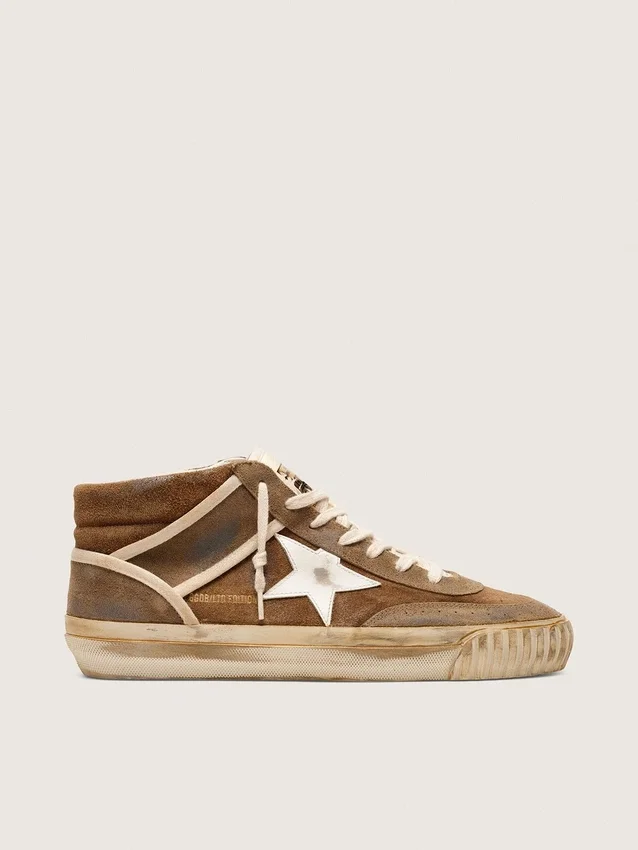 Men's Mid Star LAB in rust-colored suede with white leather star