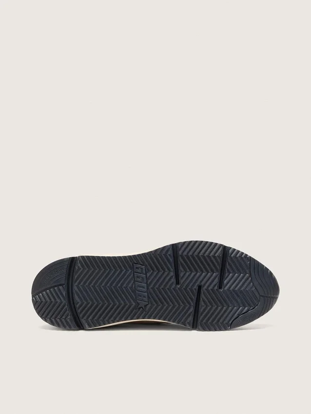 Men’s Running Sole in cream nylon and leather with green leather star