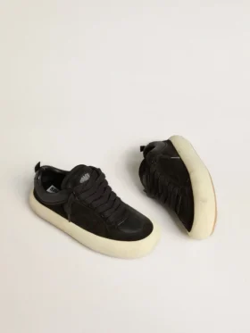 Men’s Space-Star Cube in black suede with perforated star