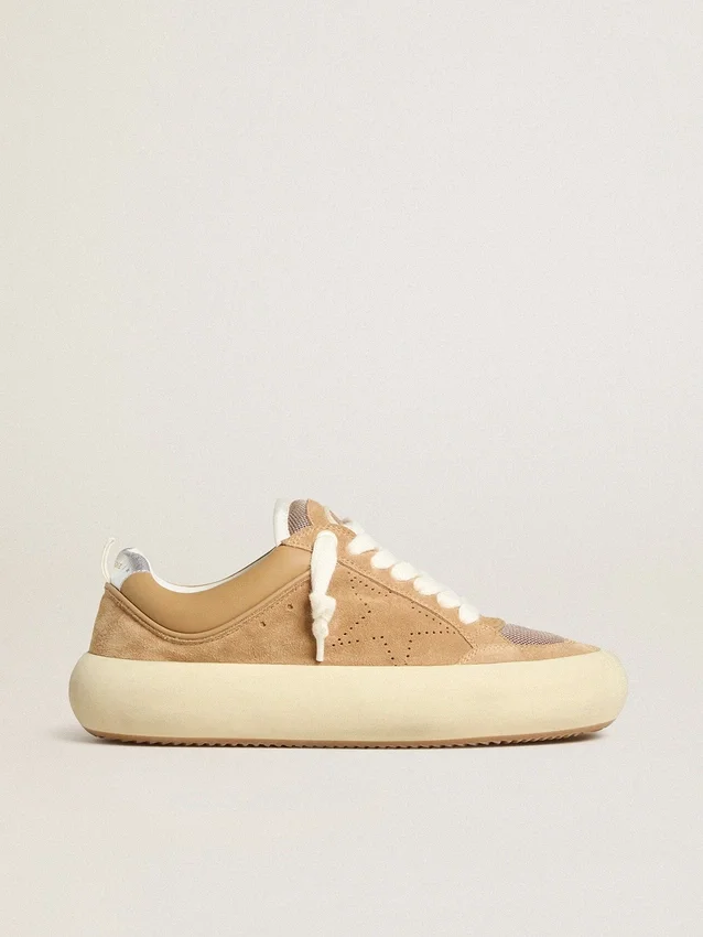 Men's Space-Star Cube in tobacco suede with perforated star