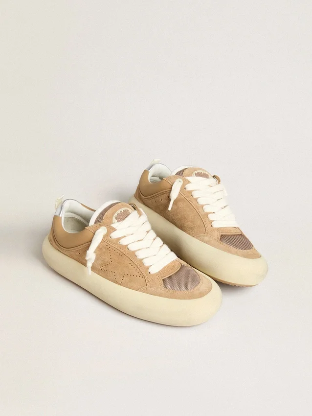 Men's Space-Star Cube in tobacco suede with perforated star