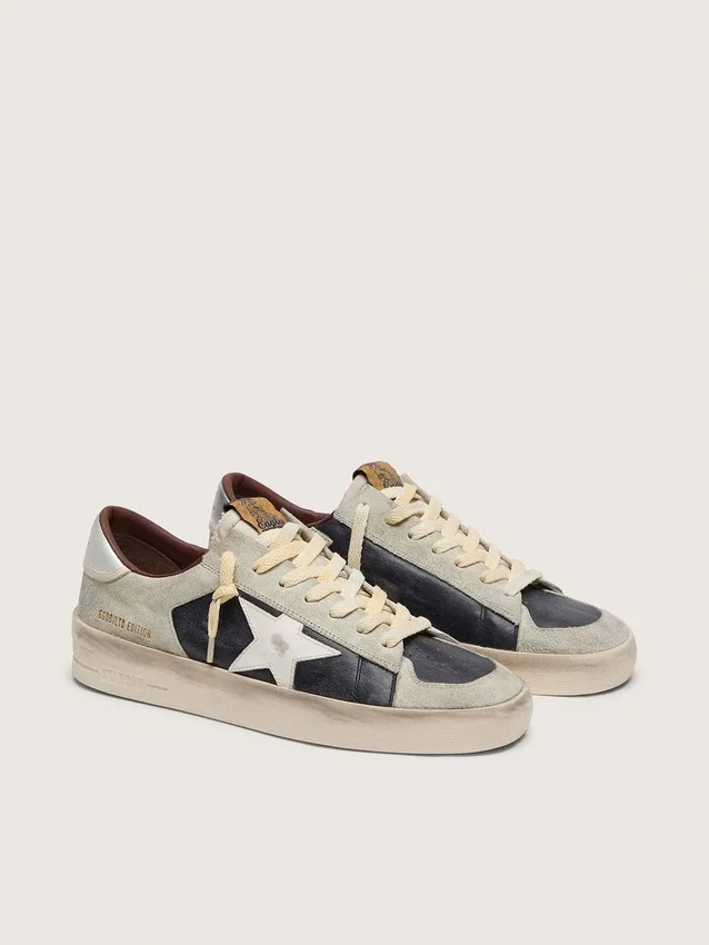 Men's Stardan in suede and leather with leather star and metallic heel tab
