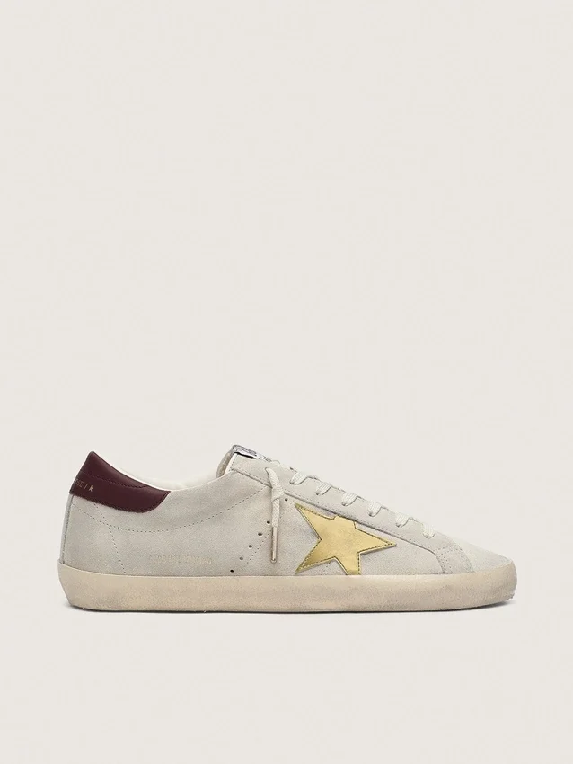 Women's Super-Star CNY in ivory suede with metallic leather star and leather heel tab