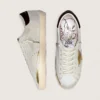 Women's Super-Star CNY in ivory suede with metallic leather star and leather heel tab