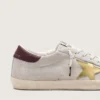 Women's Super-Star CNY in ivory suede with metallic leather star and leather heel tab