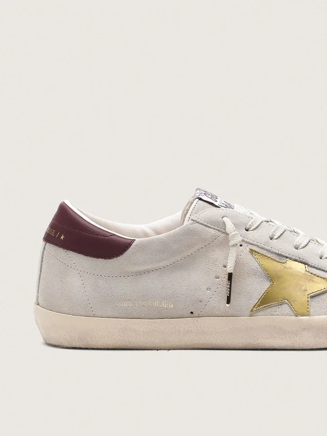 Women's Super-Star CNY in ivory suede with metallic leather star and leather heel tab